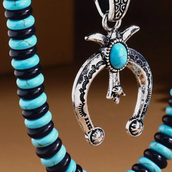 Turquoise and Silver Two Layer Necklace Set NWT - Picture 5 of 8